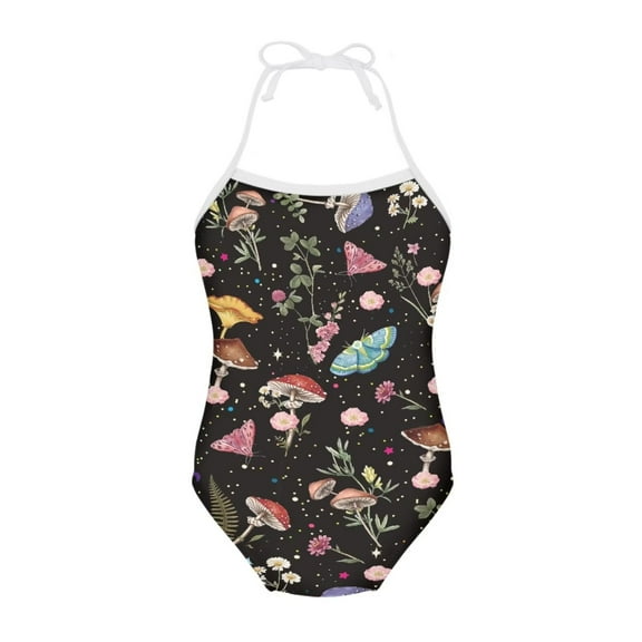 SEANATIVE Mushroom One Piece Swimwear Floral Butterfly Kids Girls Bikini Swimsuit Aesthetic Size 7-8 Quick Dry Beach Sleeveless Swimsuit for Girls