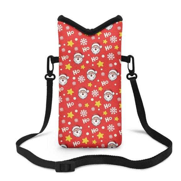 SEANATIVE Neoprene Cellphone Crossbody Bag Waterproof Small Cell Phone Pouch with Removable Adjustable Strap Hands-Free Phone Case Bag for Women Men, Santa Claus Snowflake Star Red Ho
