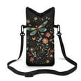 thumbnail image 1 of SEANATIVE Neoprene Cross Body Phone Bag Pouch for Women Men Waterproof Small Crossbody Bag Protective Smartphone Case Pouch for Cellphone, Keys, Earbuds, Passport, Dragonfly Flower Black, 1 of 1