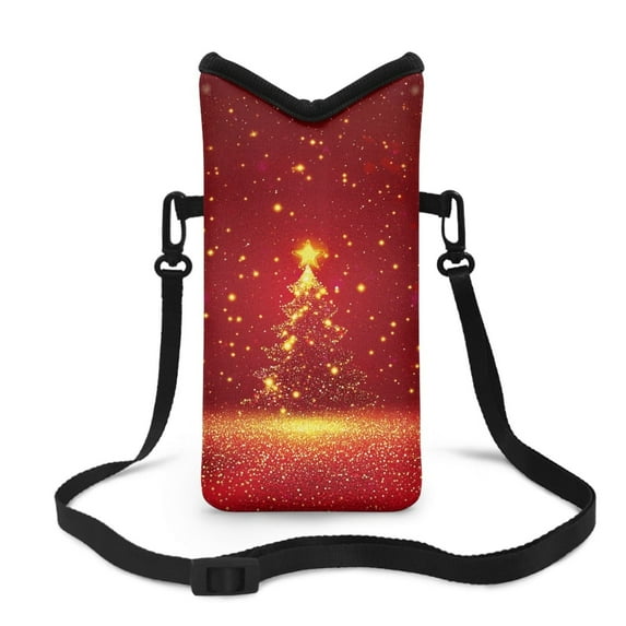 SEANATIVE Neoprene Crossbody Phone Case Bag Lightweight Cellphone Holder Bag Smartphone Wallet Bag Shockproof and Waterproof for Samsung Galaxy A35, A25, A23, A53, Christmas Tree Starlight Red