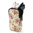 thumbnail image 1 of SEANATIVE Neoprene Double Eyeglasses Case for Men Women Zip Sunglasses Organizer Lightweight Eyewear Storage Pouch Portable Glasses Bag for Travel Office Outdoor, Pink Rose Floral Print Beige, 1 of 7