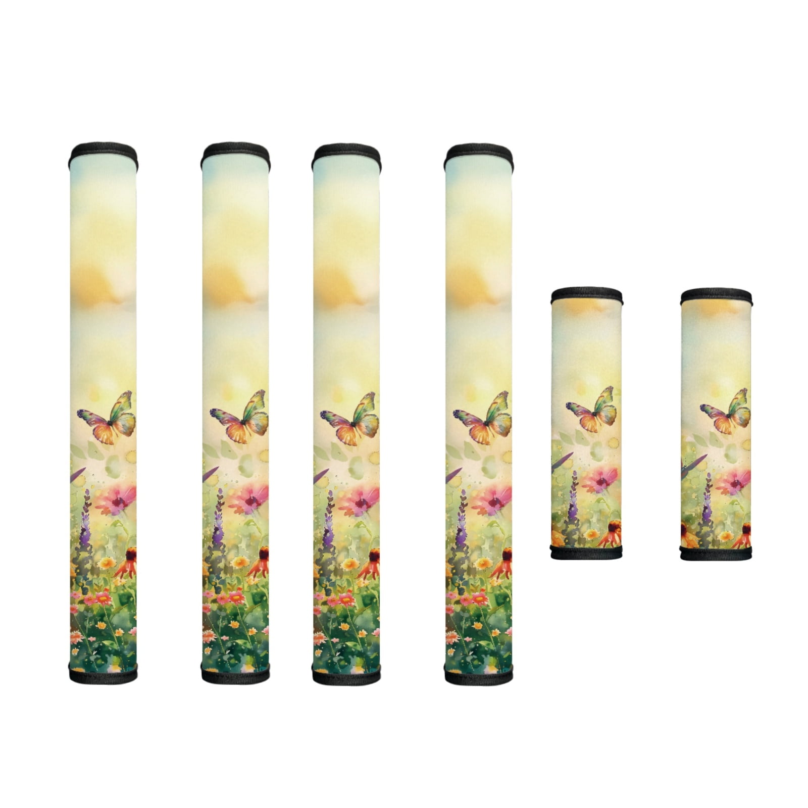 SEANATIVE Neoprene Fridge Door Handle Covers Set of 6 Electrical Kitchen Appliance Decor Handles Anti-Skid Protector for Oil Stains, Fingerprints, Liquids, Butterfly Daisy Flowers Yellow