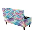 thumbnail image 1 of SEANATIVE Non-Slip Storage Ottoman Slipcover with Elastic Band, Stretch Ottoman Cover Footrest Stool Protector Storage Bench Cover for Dogs Cats, M, Mermaid Scales Print Tie-dye Green Violet Blue, 1 of 7