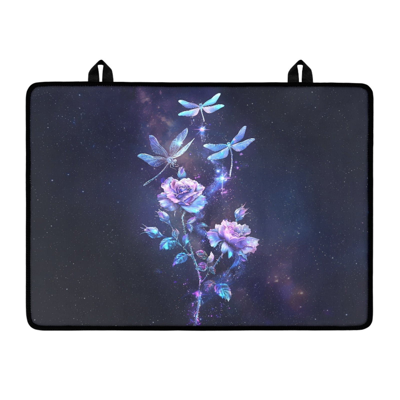 SEANATIVE Non-slip Stove Top Cover for Induction Cooktop Heat Resistant Mat Protective Dish Drying Mat Glass Stove Top Protector for Modern Kitchen Decor, Dragonfly Rose Galaxy Violet Blue