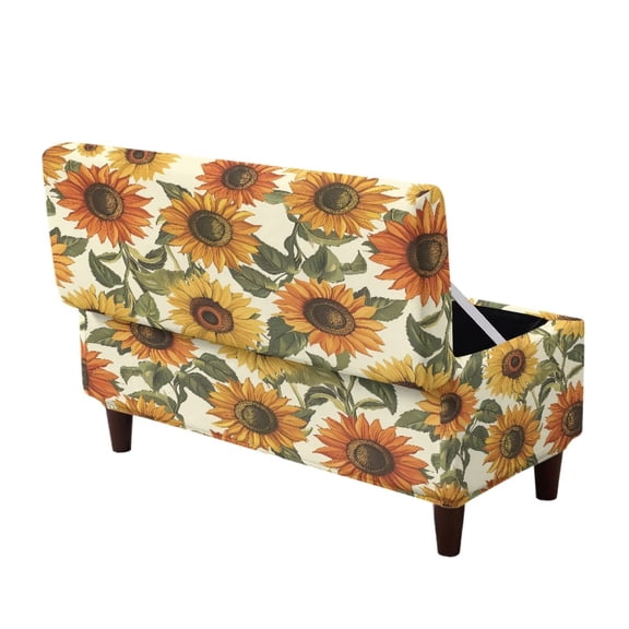 SEANATIVE Ottoman Covers Rectangular Footrest Stool Protector Cover Storage Ottoman Slipcover with Non-Slip Elastic Bottom, Folding Storage Stool Cover for Indoor Home Decor, M, Sunflower