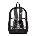 thumbnail image 1 of SEANATIVE PVC Clear Backpack for Kids Heavy Duty Transparent Bookbag See Through School Daypack Students Laptop Backpacks for Girls Boys, Floral Black Cat, 1 of 7