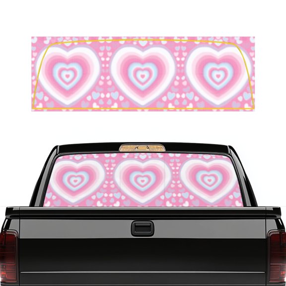 SEANATIVE Pickup Truck Rear Window Decal Universal Rear Window Decal for Pickup Trucks SUVs, Vinyl Graphic Film Car Decorations for Valentine's Day, Heart-shaped Pink