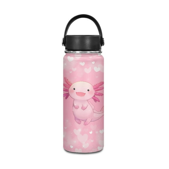SEANATIVE Pink Axolotl Water Bottles 18 oz Insulated Stainless Steel Water Bottle Vacuum Insulated Keep Hot and Cold for Workout Travel Sports Camping Birthday Gifts