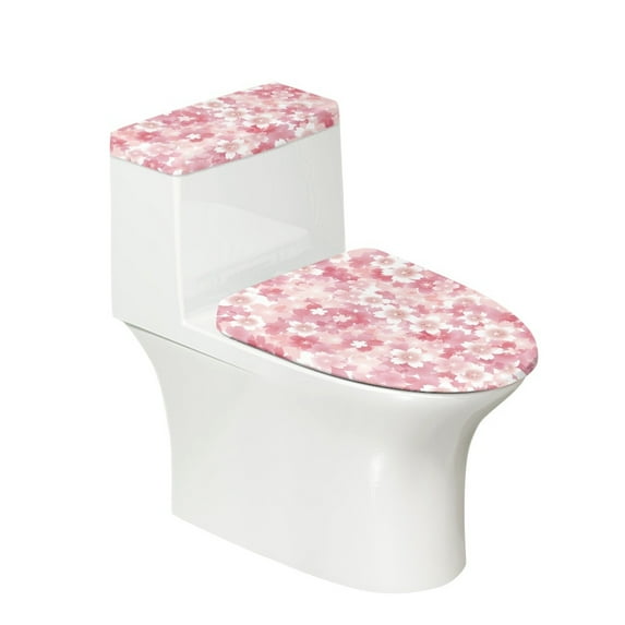 SEANATIVE Pink Cherry Blossom Toilet Seat Lid Cover Easy to Install Toilet Seat Covers for Bathroom 2 Piece Breathable Toilet Seat Cover Set Universal for Most Toilet Bowl Lids