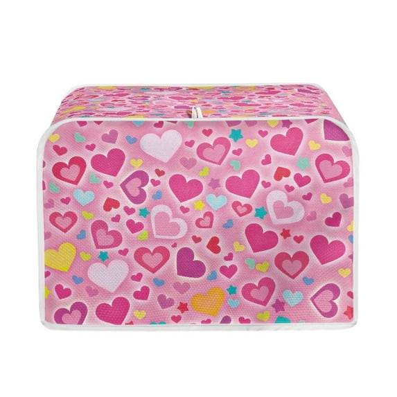 SEANATIVE Pink Toaster Covers Wide Slot 2 Slice Love Heart Lightweight Toaster Dust Covers for Valentine's Day Reusable Appliance Bakeware Protector