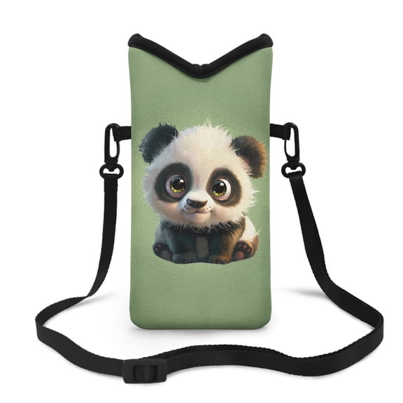 SEANATIVE Portable Cellphone Crossbody Bag Mini Satchel Pouch Smartphone Protection Bag Multifunctional Cellphone Purse with Shoulder Strap Hands Free Phone Sleeve Bag, Lovely Panda Green