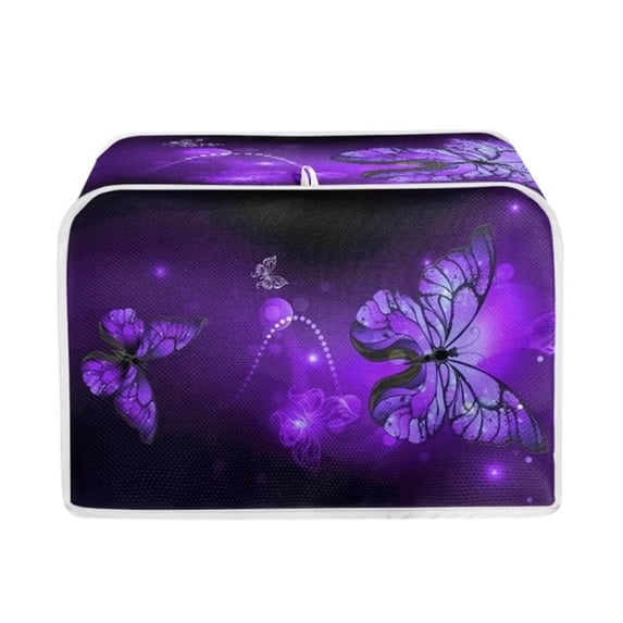 SEANATIVE Purple Butterfly Toaster Cover Foldable Toaster Covers 2 Slice Wide Slot Decorative Anti Fingerprint Bread Maker Dust Cover Home Decor