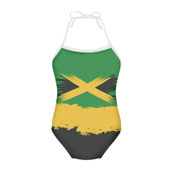 SEANATIVE Quick Dry Kids Bikini Swimsuit One Piece Elastic Jamaica Flag Girls Bathing Suit Size 5-6 Years Durable Beach Swimwear Body Suits