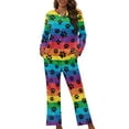 thumbnail image 1 of SEANATIVE Rainbow Stripes Button Up Pajamas for Women Dog Paws Womens Pajama Sets Pants with Pockets Size XL Long Sleeve Women Pajama Set of 2 Women Pjs Soft Night Suits, 1 of 7