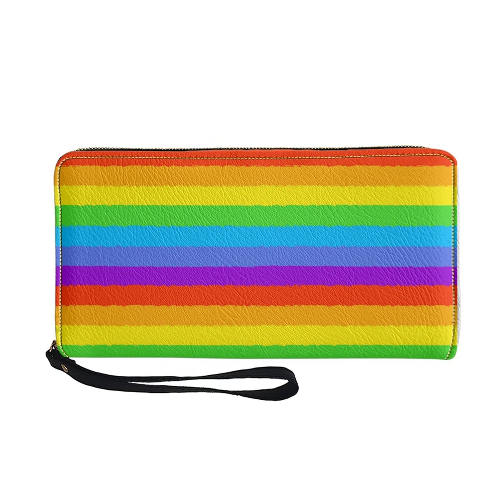 SEANATIVE Rainbow Stripes Wallet Women PU Leather Slim Zipper Purse
