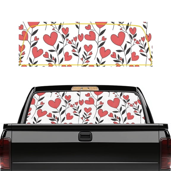 SEANATIVE Rear Window Decal for Trucks,Decorative UV Resistant Car Back Window Graphic Perforated Vinyl Film Scratch-resistant Valentine's Day Sticker, Heart-shaped Leaf