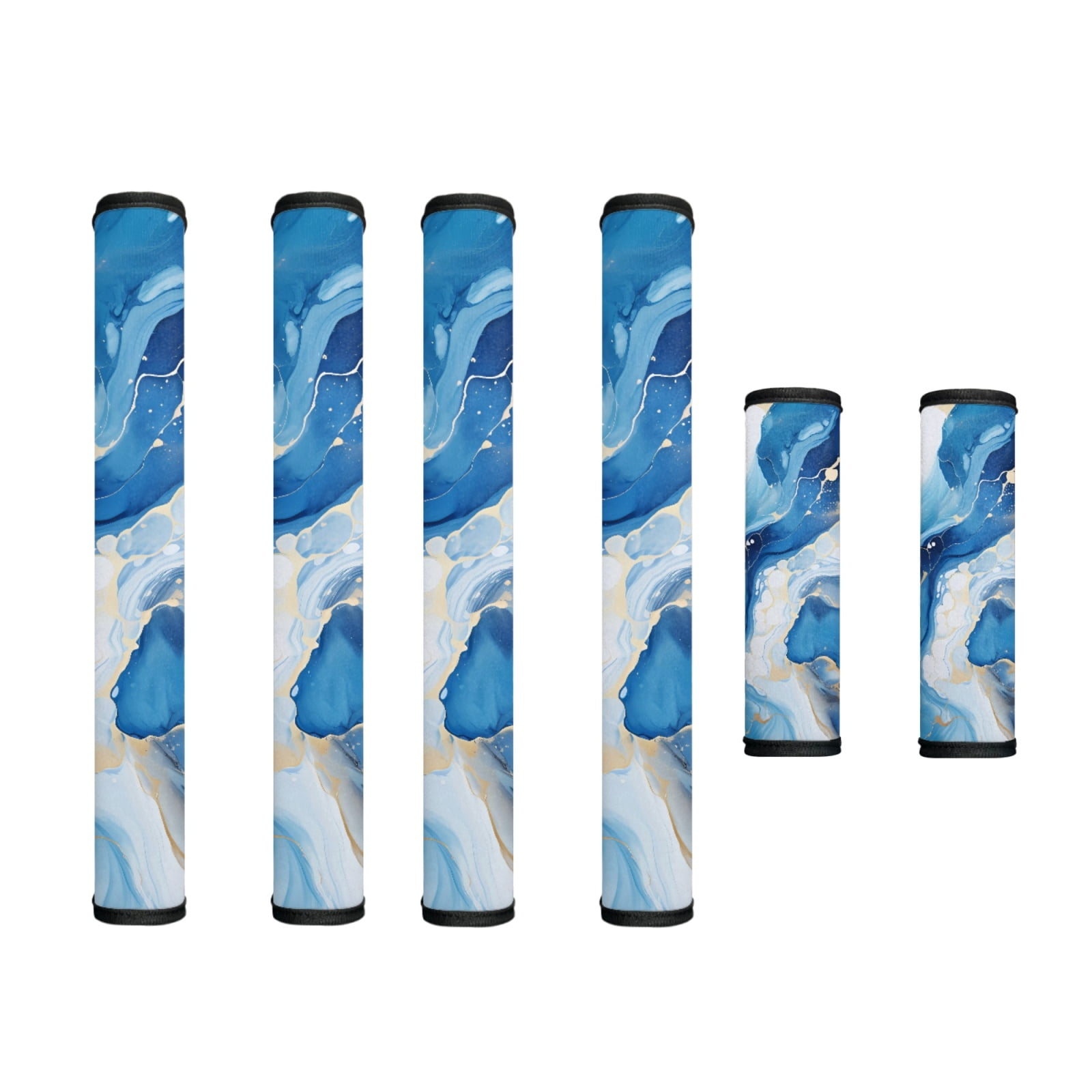 SEANATIVE Refrigerator Door Handle Covers Pack of 6 Water-Resistant Appliance Protector Door Cloth Keep Handles Clean from Smudges, Fingertips, Stains, Easy Installation, Blue Marble Gold