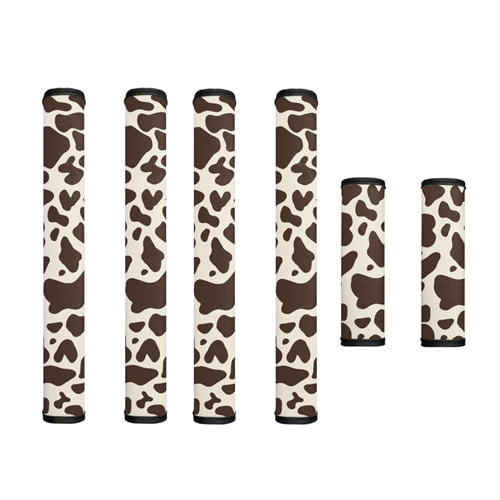 SEANATIVE Refrigerator Door Handle Covers Set of 6 Electric Appliance Handle Gloves for Fridge Microwave Stove Dishwasher for Home Kitchen Decor and Accessories, Cow Print Brow