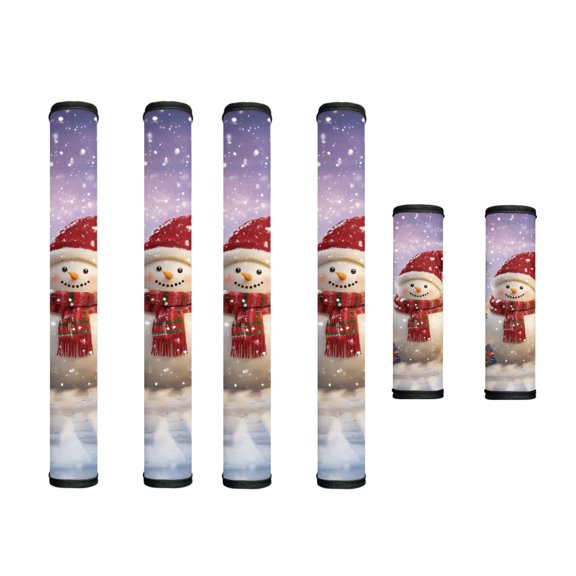 SEANATIVE Refrigerator Door Handle Covers Set of 6 Fridge Microwave Dishwasher Door Cloth Protector Kitchen Appliance Decor Handles Keep Off Stains, Fingerprints, Snowman Christmas Snow Violet