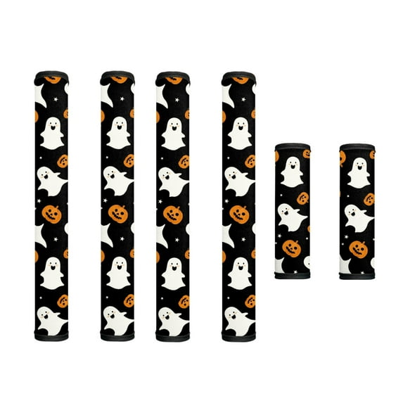 SEANATIVE Refrigerator Door Handle Covers Set of 6 Kitchen Electrical Appliances Handle Protectors for Fridge Microwave Stove Dishwasher Keep Off Stains, Ghosts Pumpkins Stars Black Halloween