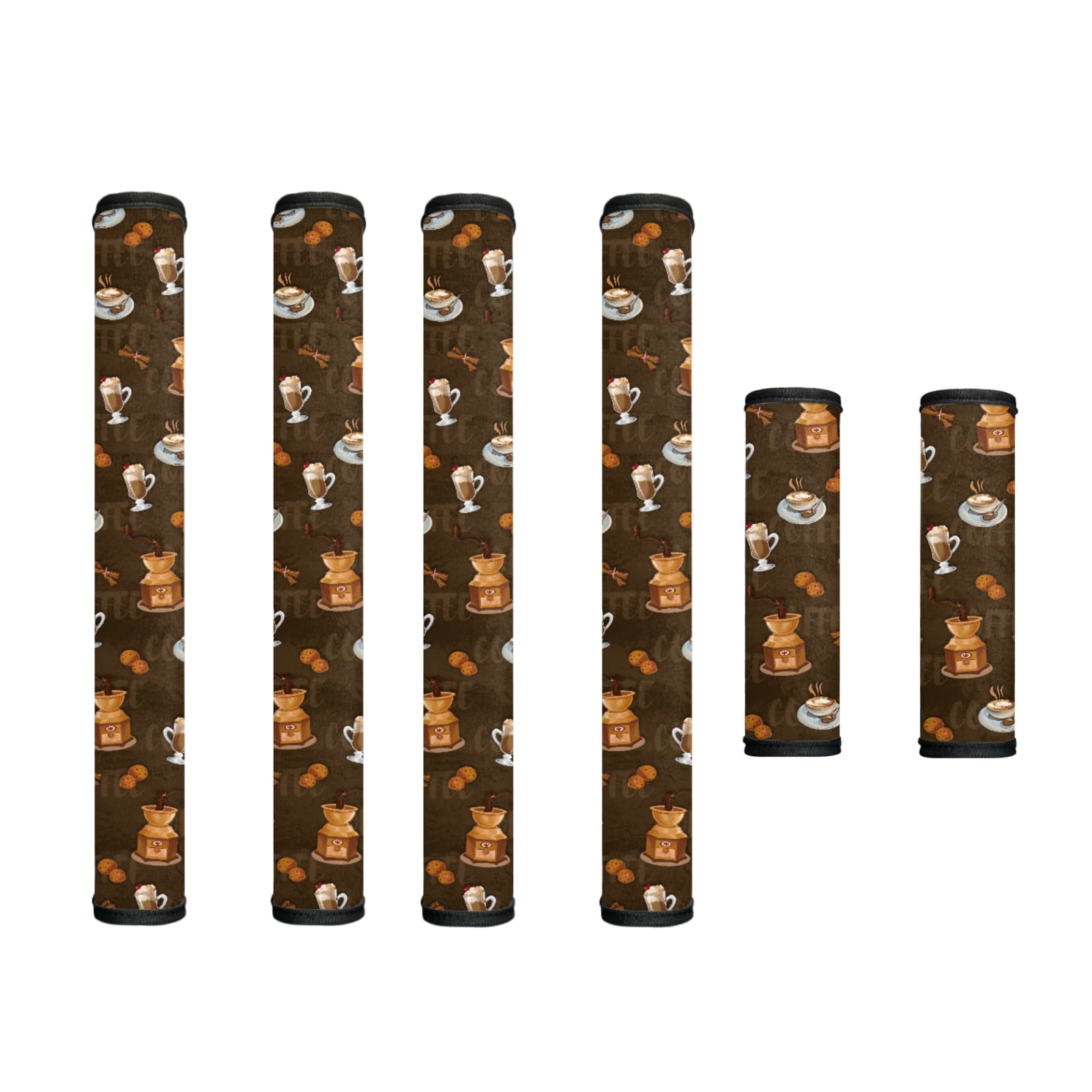 SEANATIVE Refrigerator Door Handle Covers Set of 6 Neoprene Kitchen Appliance Handle Anti-Dust Protector for Fridge Microwave Kitchen Cabinet Stove Dishwasher, Coffee Pattern Brown