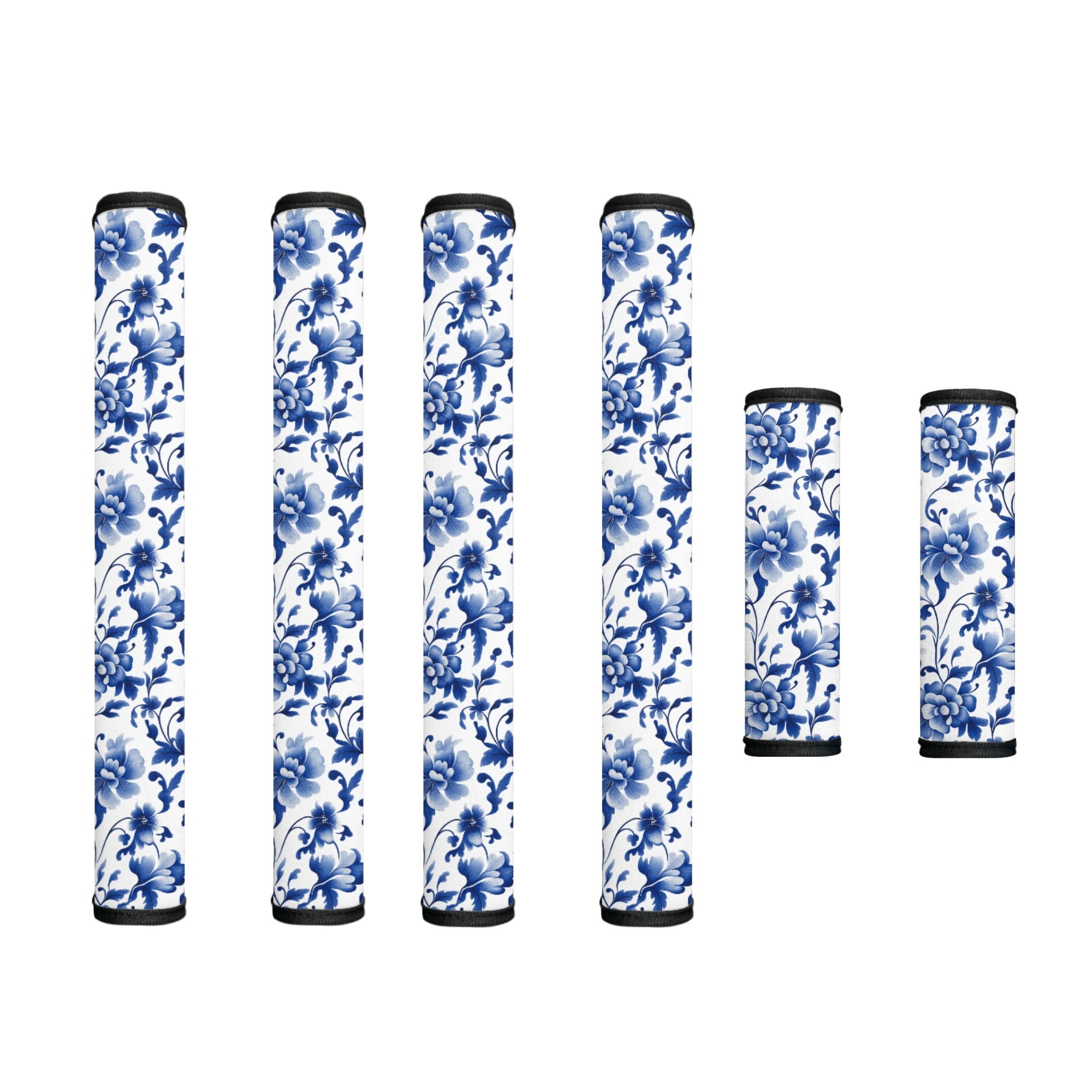 SEANATIVE Refrigerator Door Handle Covers Set of 6 Washable Electric Appliance Decor Handles Anti-Skid Kitchen Accessories Indoor Home Decor Keep Off Stains, Blue Floral Retro