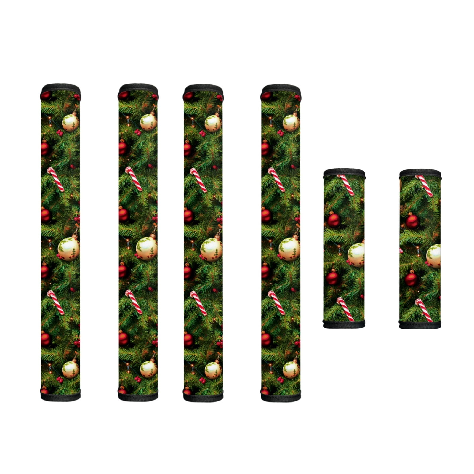 SEANATIVE Refrigerator Door Handle Covers Set of 6 Washable Electric Appliance Handle Gloves for Fridge Microwave Dishwasher Kitchen Decor Accessories, Christmas Ball Tree Candy Cane Green