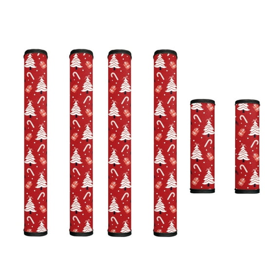 SEANATIVE Refrigerator Door Handle Covers Set of 6 Washable Kitchen Appliances Decor Handles Anti-Skid Fridge Oven Microwave Dishwasher Handles Cover Protector, Christmas Tree Candy Cane Red