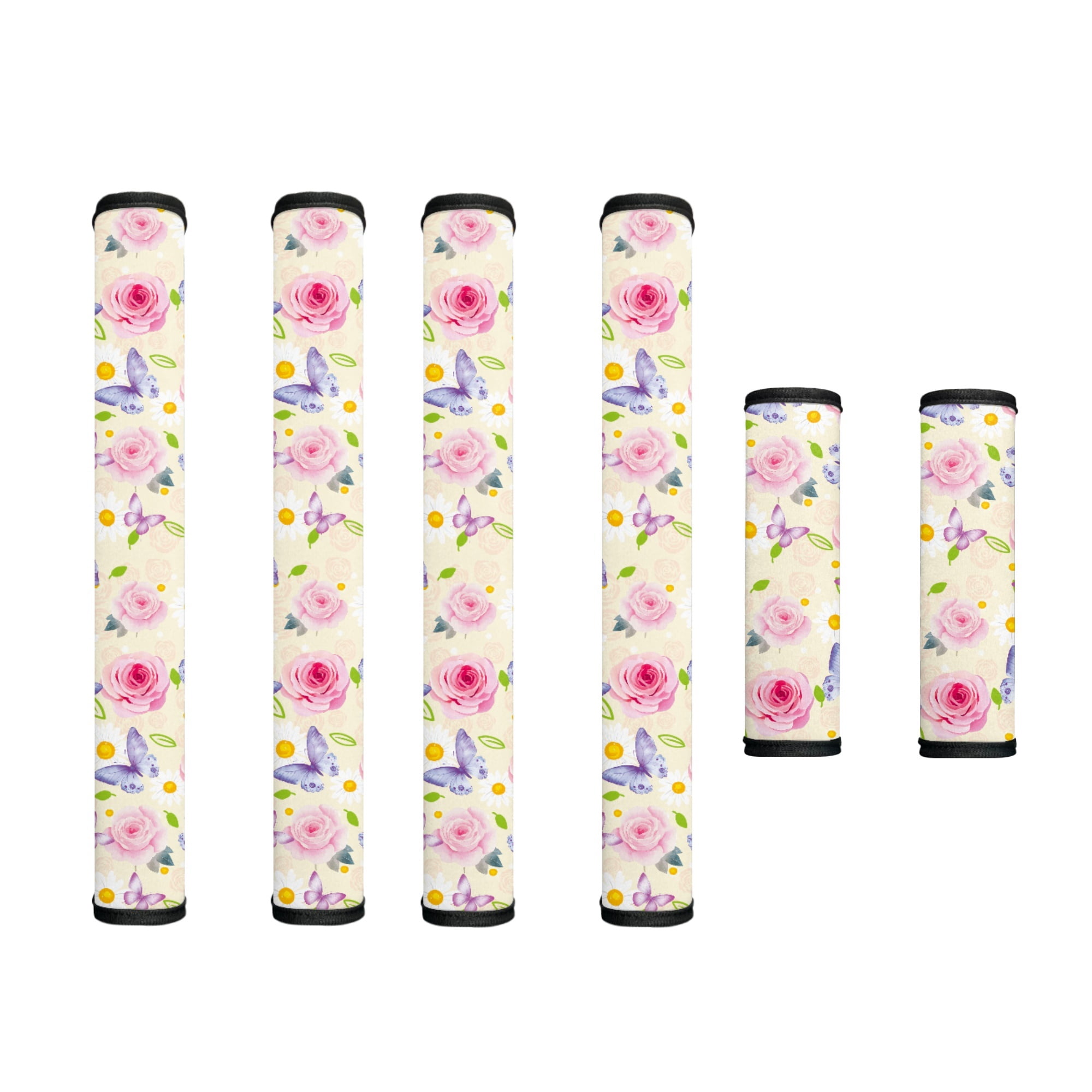 SEANATIVE Refrigerator Door Handle Covers Washable Keep Kitchen Appliances Clean from Food Stain, Smudges Fingertips Fridge Oven Home Decorations, Rose Butterfly Daisy Leaf