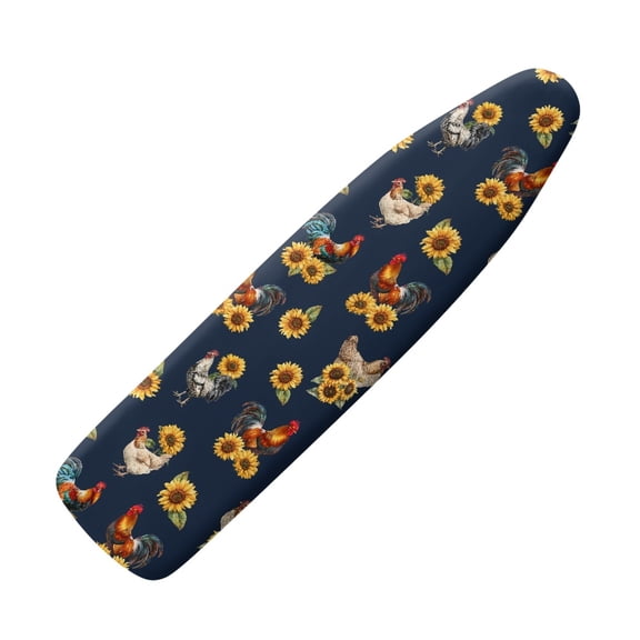 SEANATIVE Rooster Iron Board Covers Extra Wide Heavy Duty Padded Iron Covers with Elastic Edges, Tabletop Ironing Board Pad Heat Reflective Sunflower Iron Pad Covers Laundry Accessory