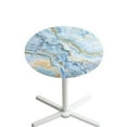 thumbnail image 1 of SEANATIVE Round Cocktail Table Covers with Elastic Fit Functional Tablecloths Easy to Use Decorative Small Round Table Topper Cap for Celebrations Parties 24'' Diameter, Marble Light Blue Gold, 1 of 7