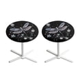 thumbnail image 1 of SEANATIVE Round Fitted Tablecloth Set of 2 Decorative Bar Table Cover Stretch Cocktail Table Topper Cap Table Cloth with Elastic Edged for Outdoor Indoor, Dragonfly Flower Pearl Print Black, 1 of 7
