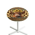thumbnail image 1 of SEANATIVE Round Table Covers with Elastic Edged 24 x 24 Inch Cocktail Tablecloths Decorative High Top Table Cloth Table Decoration for Banquet Celebration, Sunflower Highland Cow Leopard Print, 1 of 7