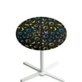 thumbnail image 1 of SEANATIVE Round Tablecloths 24'' Diameter Stretch Cocktail Table Top Covers Easy to Care Highboy Table Cloth with Elastic Edges for Bar Pub Cocktail Table, Yellow Blue Moon Star Black, 1 of 7