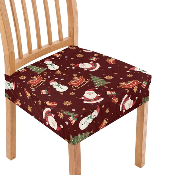 SEANATIVE Santa Claus Chair Covers Set of 2 Xmas Chair Seat Covers for Dining Chairs Red Chair Protective Cover with Elastic Bottom Dinning Chair Upholstered Cover Christmas Party Decor
