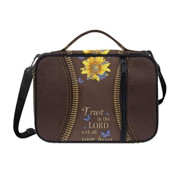 SEANATIVE Scriptures Bible Cover with Shoulder Strap Large Capacity Bible Case Bag for Women Sunflower Butterfly Casual Pray Church Bag