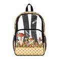 thumbnail image 1 of SEANATIVE See Through School Backpack for Kids Clear Transparent Bookbag Heavy Duty PVC Daypack Back to School Essential for Boys Girls Children, Mushroom Butterfly Polka Dots Beige, 1 of 7