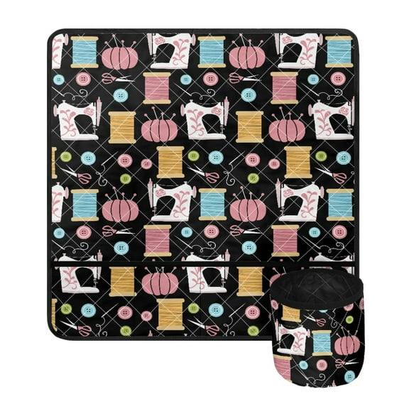 SEANATIVE Sewing Machine Print Sewing Machine Mat Sew Machine Mat Dust Cover with Pockets for Sewing Machine Table Lightweight Organizer for Sewing Accessories