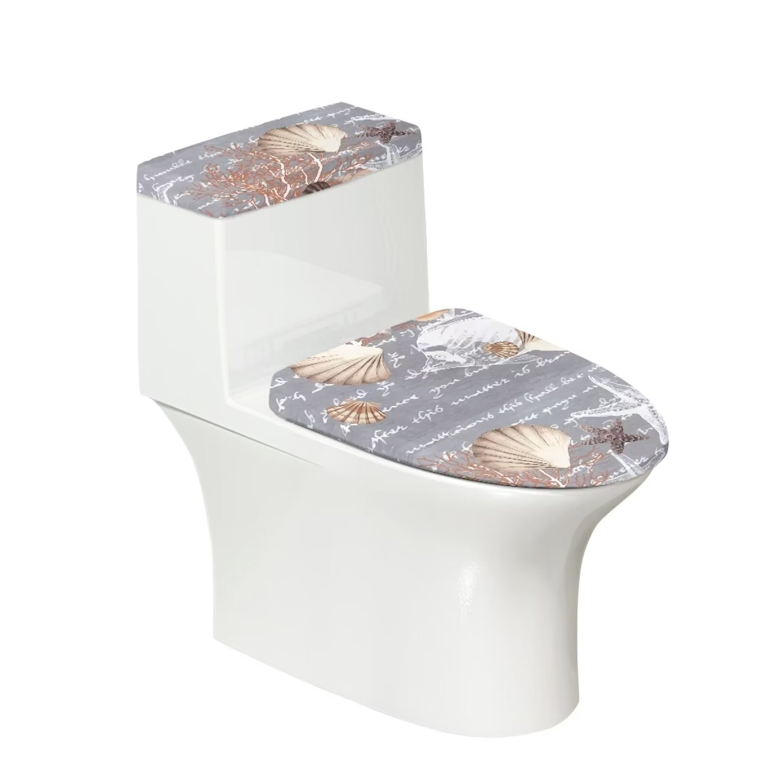 SEANATIVE Shells Starfish Toilet Lid Cover and Toilet Tank Lid Cover 2