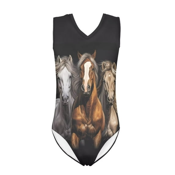 SEANATIVE Size 5-6 T Kids Swimwear One-Piece Desert Horses Sleeveless Bikini Bathing Suit for Girls Quick Dry Soft Kids Swimsuit Cover Up Girls