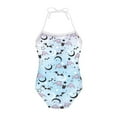 thumbnail image 1 of SEANATIVE Size 7-8 T One Piece Bathing Suit Casual Hippie Bats Star Moon Lace Up Swimsuit Durable Kids Beach Swimwear Girls Hoilday Gift, 1 of 5
