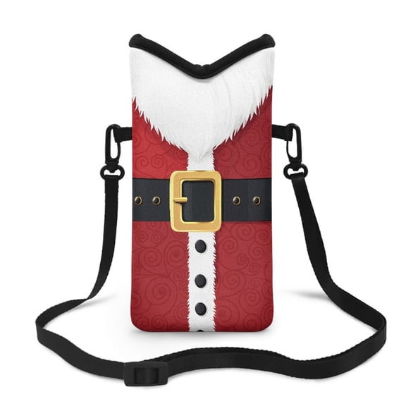 SEANATIVE Small Crossbody Bag for Women Men Waterproof Neoprene Phone Purse Mini Over Shoulder Bag with Removable Adjustable Strap for iPhone 15/14/13 Pro Max, Santa Claus Costume Print Christmas