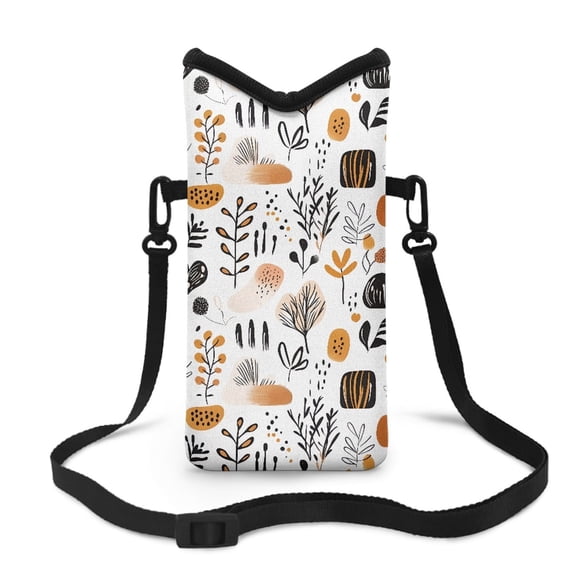 SEANATIVE Small Crossbody Bag for Women Waterproof Cell Phone Case Mobile Phone Protection Bag Mini Satchel Bags for Moto G Power, G Pure, edge, G52, G82, Abstract Boho Geometric Art Leaf White