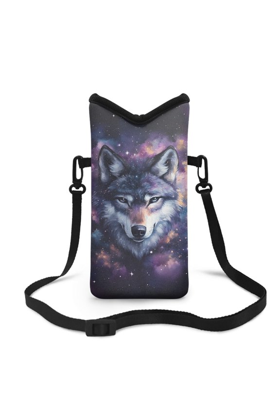 Small Phone Bag Water-Resistant Crossbody Pouch with Adjustable Strap Small Cell Phone Case Satchel Fits Most Smartphones for Men Women, 8 x 4 inch, Wolf Galaxy Star