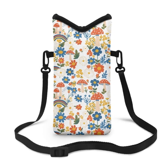 SEANATIVE Small Smartphone Bag Crossbody Phone Pouch for Travel Neoprene Portable Mobile Phone Protection Bag Waterproof Phone Bag Pouch for Travel, Outings, Beach, Mushroom Daisy Flower