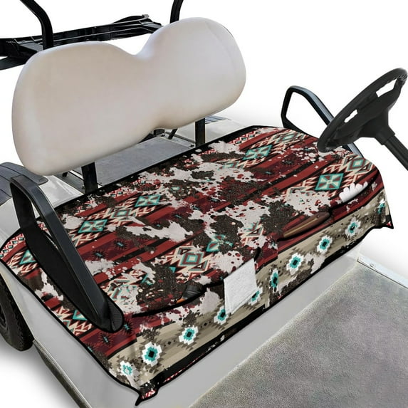 SEANATIVE Southwest Aztec Golf Cart Seat Covers with Pockets Universal Golf Cart Rear Seat Cover for 2 Person Seats Lightweight Golf Cart Seat Towel Golf Cart Accessories