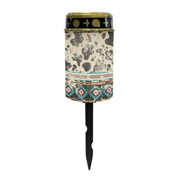 SEANATIVE Southwest Aztec Solar Cemetery Solar Lights Cow Print Solar Garden Lights LED Flameless Candle Solar Powered Garden Stake Lights Decorative Lights for Cemetery Grave Yard Patio