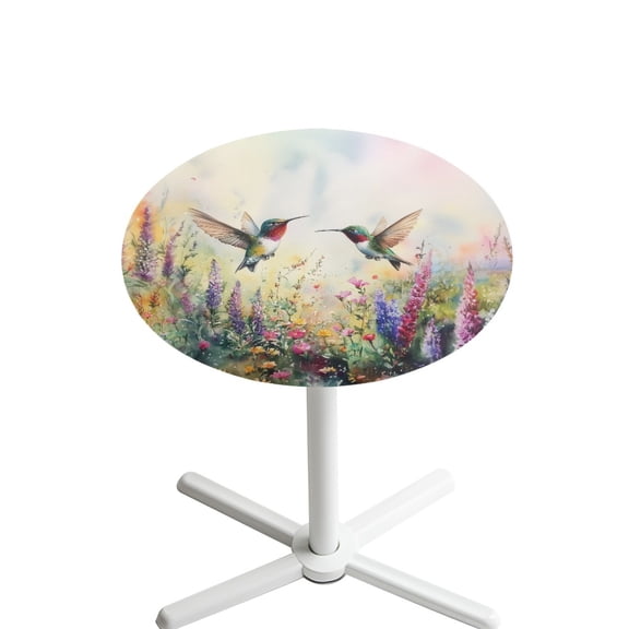 SEANATIVE Spandex Cocktail Table Covers for 24 Inch Round Table Washable High Top Table Cloth with Elastic Edged Round Tablecloth for Celebrations Parties, Hummingbird Floral Pattern