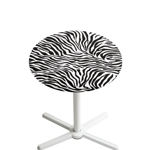 SEANATIVE Spandex Round Table Covers for 24 Inch Cocktail Tables Decorative High Top Table Cloth Easy to Use with Elastic Edge Tablecloth for Bar Pub Party Tables, Zebra Print