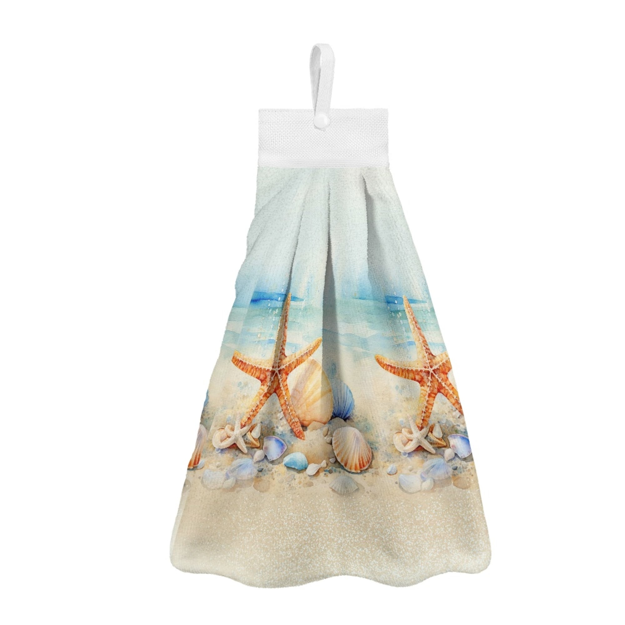SEANATIVE Starfish Hanging Hand Towels for Bathroom Set of 3 Seaside Hand Drying Towels with Hanging Loop Fast Drying Hang Towel for Dining Room Laundry Room Decor